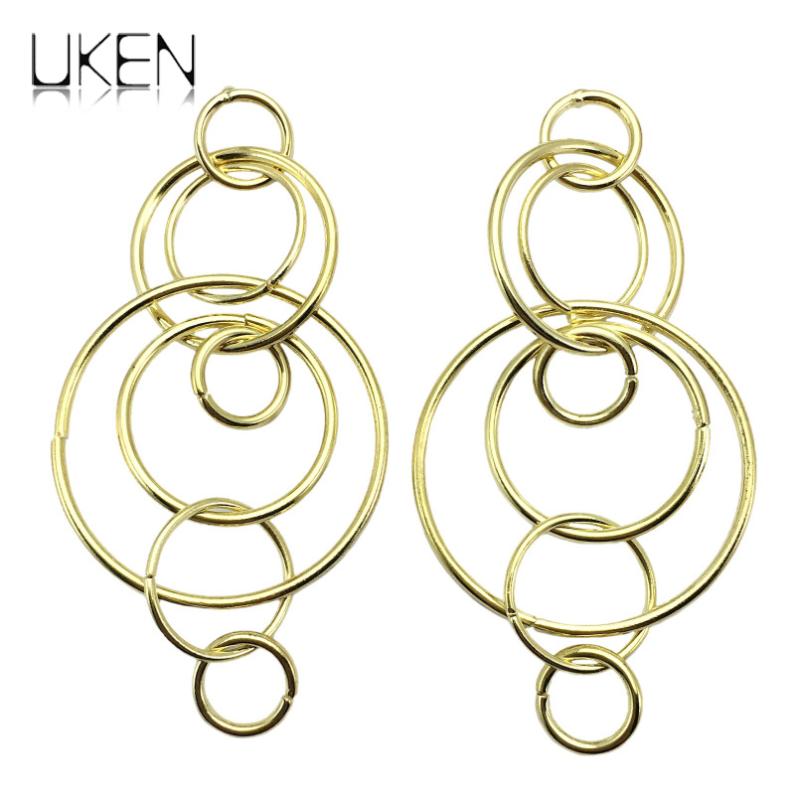 

UKEN Round Circle Metal Vintage Stud Earrings For Women Big Maxi Jewelry Statement Charm Long Earrings Punk Wholesale