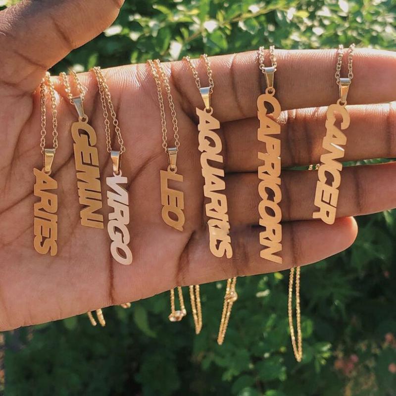 

Zodiac Necklaces For Women Constellation Jewelry Aquarius Pisces Aries Taurus Letter Necklaces Pendants Best Friend Gift Collier