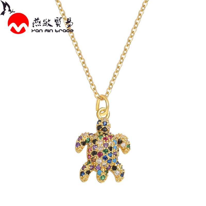 

Charm Animal Gold Chain Necklace For Women Shining Cubic Zirconia Small Turtle Pendant Necklace Jewelry Collier Femme