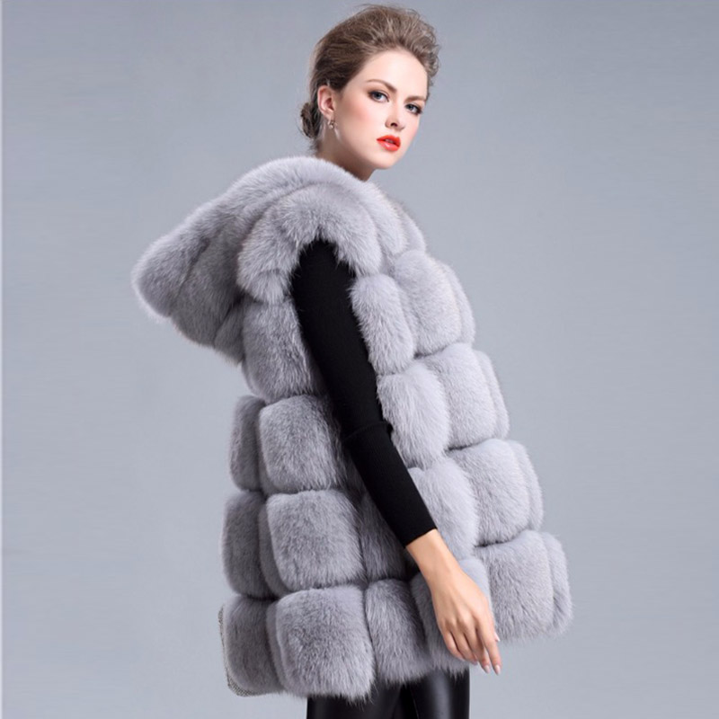 

Long and medium-sized women' cross-border cloak fur jacket with -like fur cap and waistcoat new in 2020, Red