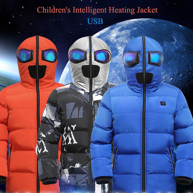 

Children's Winter Usb Heating Jacket Student's Keep Warm Heated Jacket Windproof Vest Charging Intelligent Thermal Coat 2020 New, Black