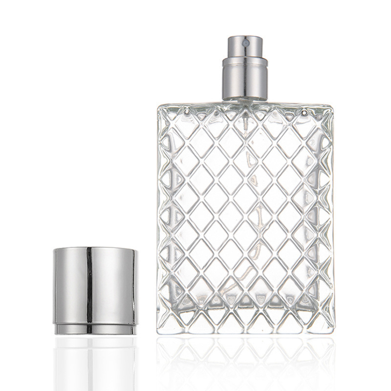

100ml Transparent Glass Bottle Grid Desginer Empty Perfume Spray Bottles Perfume Atomizer Refillable Spray Perfume Bottle