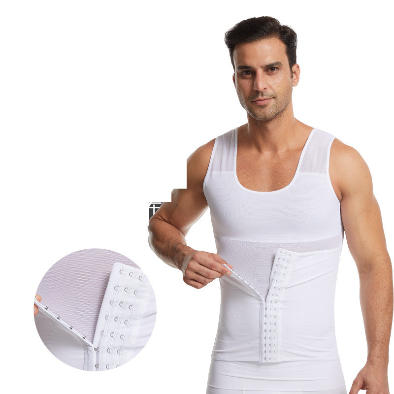 

Men Corset Body Slimming Tummy Shaper Running Vest Belly Waist Girdle Shirt Shapewear Underwear Waist Shirts, Black