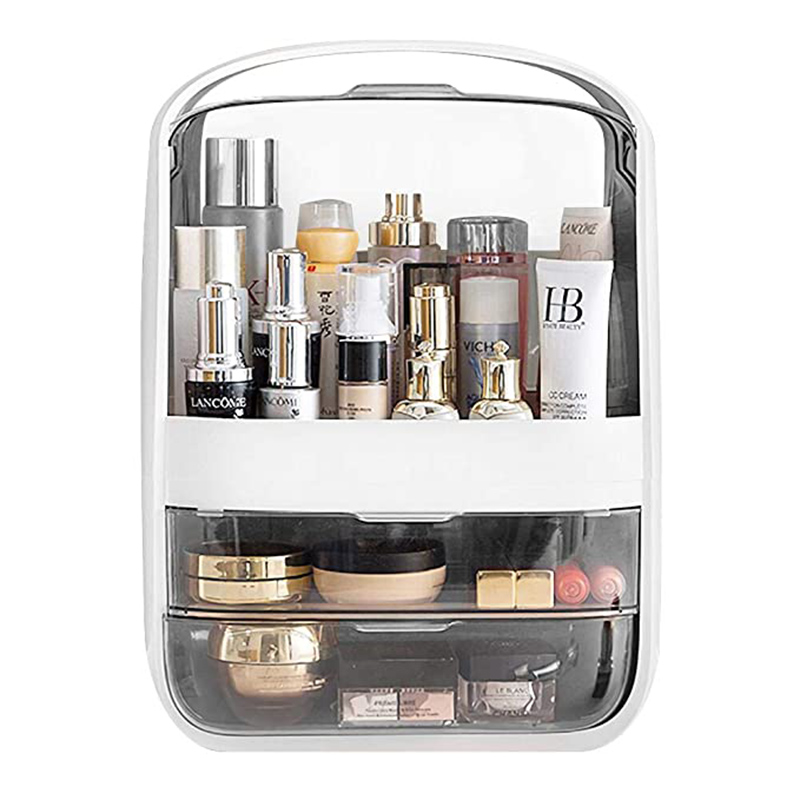 

Makeup Organizer Transparent Clamshell 2 Drawer Dressing Table Desktop Plastic Cosmetic Box Storage Containers Jewelry Holder, Green