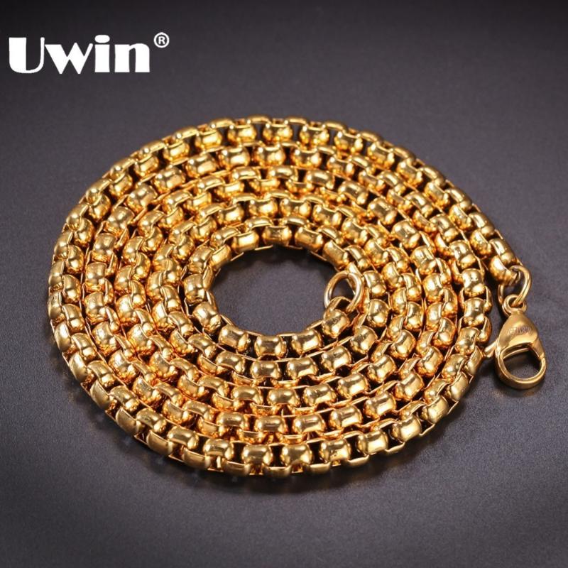 

UWIN Stainless Steel 3mm/5mm Top Quality Box Chain Necklace For Men Women Gold/White Gold Color Fashion Jewelry Drop Shipping