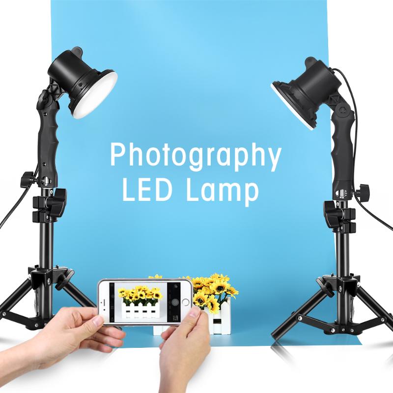 

Photography 12W LED Lamp Light Bulb Handle Table Lighting Box With 2pcs 37CM Light Tripod Stand For Photo Studio Portrait Phone
