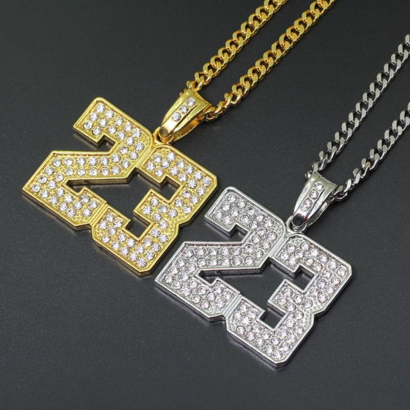 

Number 23 Pendant Jersey Number Pendant Basketball Court Superstar Necklace Hip Hop Zircon Necklace Europe and America new