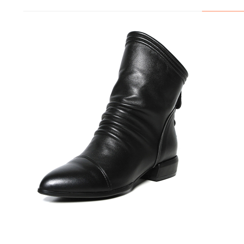 

2020 Women Fashion Ankle Boots Shoes Black PU Leather Zipper Short Boots Female Autumn Winter Casual Office Footwear Plus Size