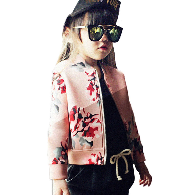 

2018 Hot Sale Autumn Girl Jackets & Coats Kids outerwear Windproof Children Jackets for Girls Clothes Cartoon Print Jackets, Black