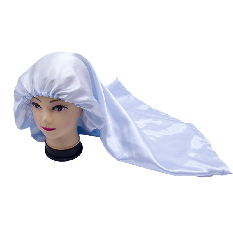

Customization Logo Long Silve Hat Silk Satin Bonnet Double Layer Virgin Hair Extensions/Hair Wigs Sleep Satin Silk Bonnet 50pcs