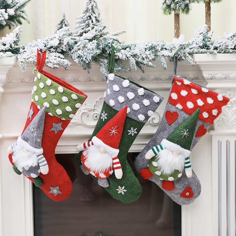 

Pouch Xmas Party Home Decoration Lovely Knitted Socks Children Gift Bag Christmas Decoration with Hanging Rope