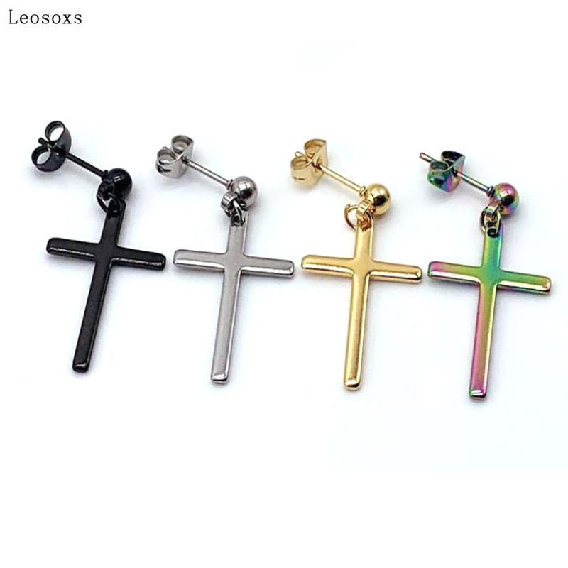 

Stud Leosoxs 1 Piece Earrings Tide People Titanium Steel Cross Creative Student Men And Women