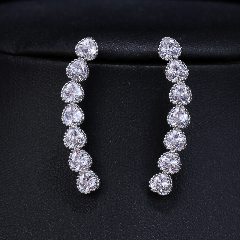 

Be8 Bright Austrian Cute Heart Shape Stud Earrings Wedding Party Earrings For Women White Gold Color Wholesale AE62