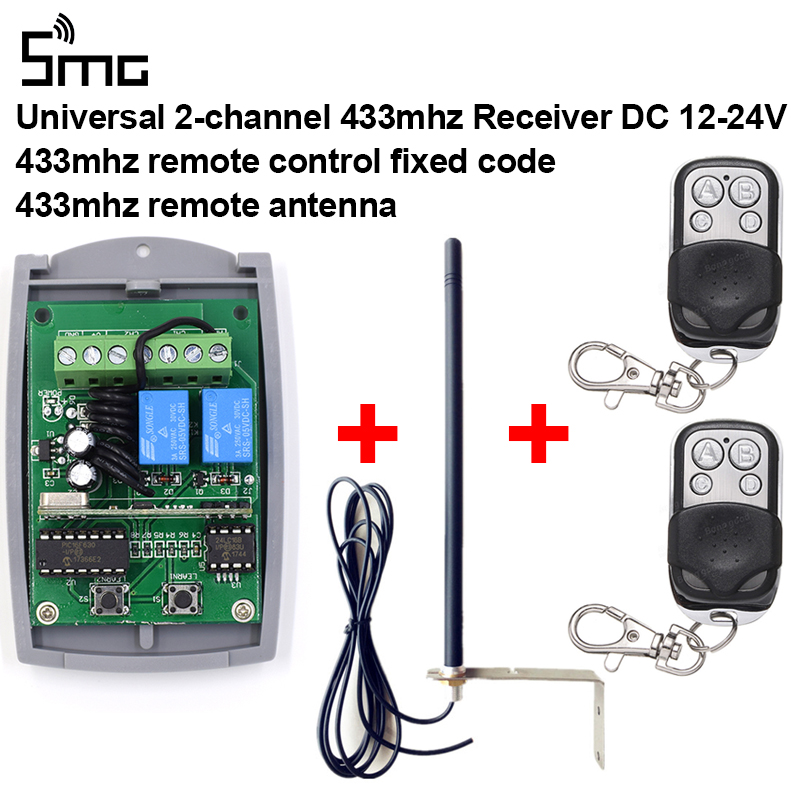 

2 channel rolling code & fixed code 433.92MHz remote receiver + 2pcs 433.92mhz 1527 Learning remote controls