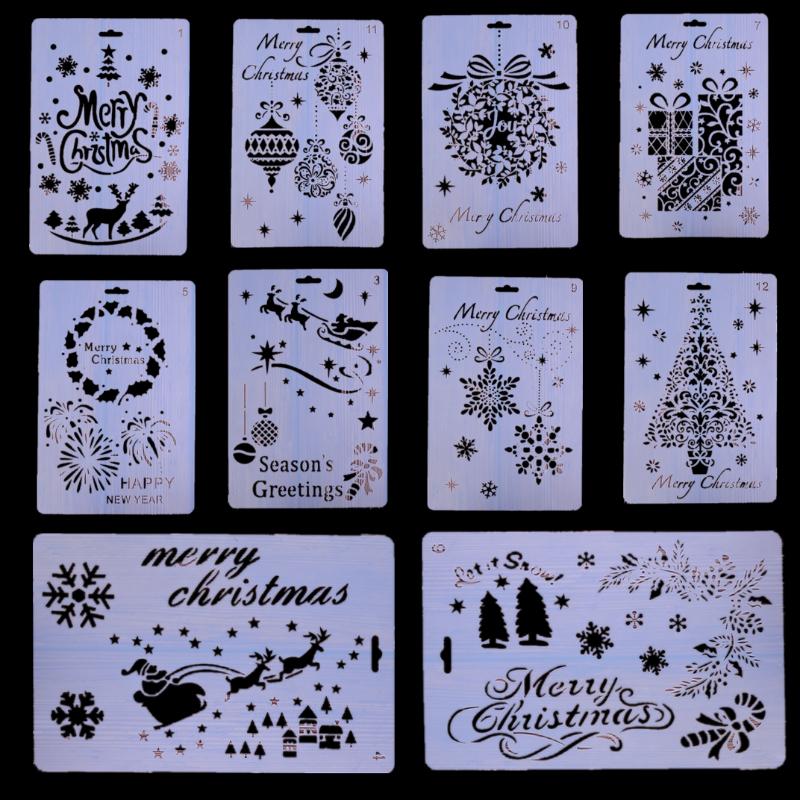 

Lace feather Christmas Tree gift Layering cage brids Painting Stencils Fondant Decorating Tool for Wedding Cake Template Mold