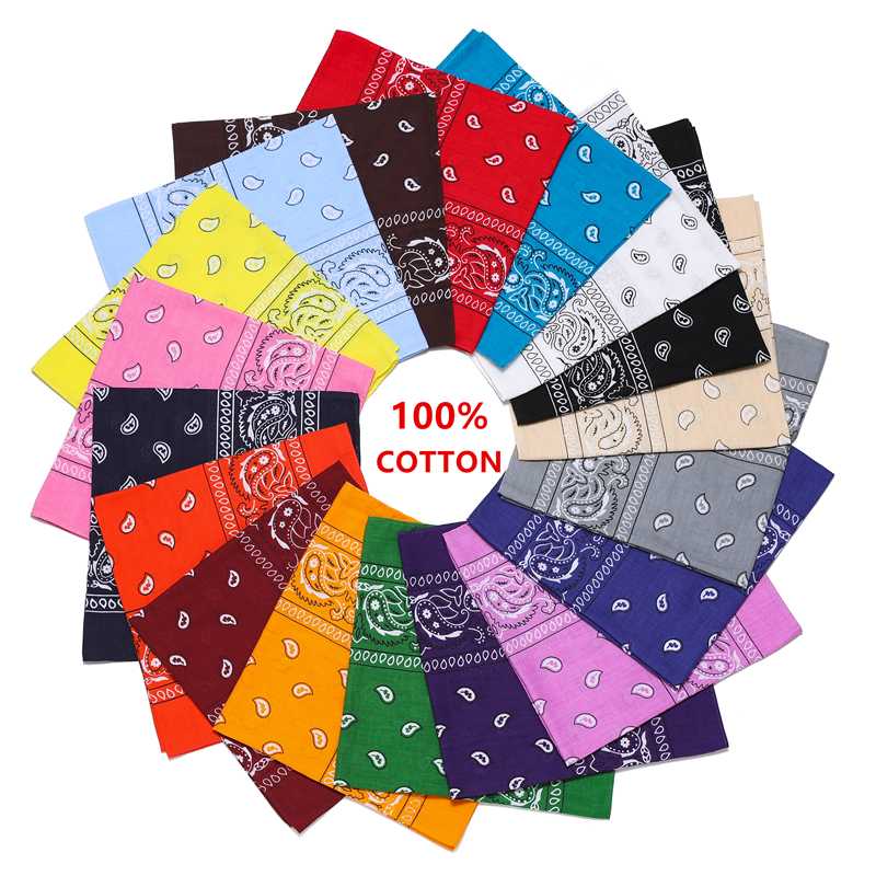 

Women 100% Cotton Square Scarf Hip-hop Bandana Hair Band Men Neck Head Scarves Paisley Print Headband Vintage Pocket Towel