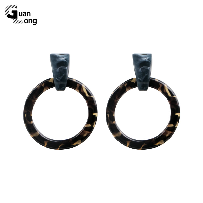 

GuanLong Trendy Big Long Circle Geometric Leopard Acrylic Resin Fashion Drop Earrings for Women Dangle Earring for Girls Jewelry