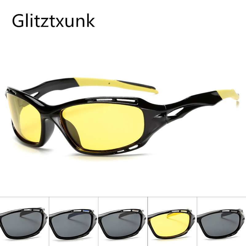 

Glitztxunk Polarized Sunglasses Men Women Square Brand Designer Retro Sports Driving Sun Glasses Male Night Vision Goggles UV400