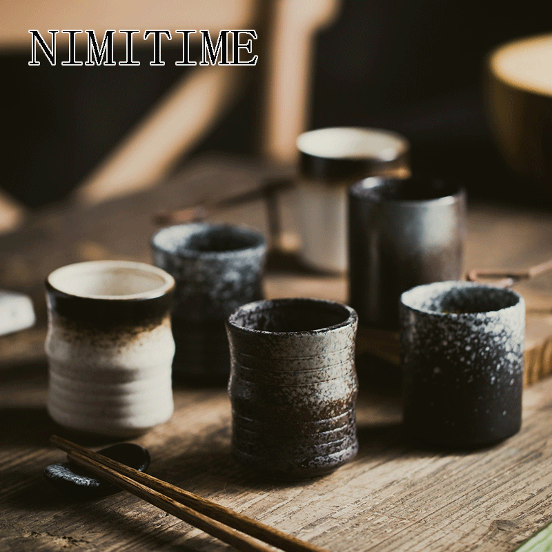 

Japanese Style Retro Ceramic Water Cup Stoneware Hand Straight Simple Milk Coffee Cup Drinkware Tableware