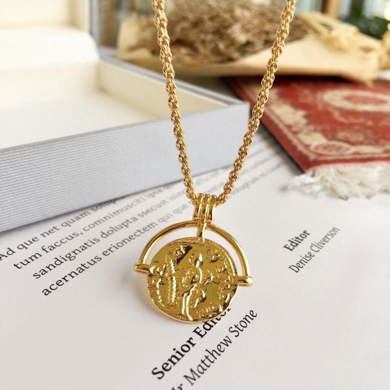 

Fashion Luxury Geometry Lucky Coin Pendant Necklace For Women Gold Color Chain Fine Designer Jewelry High Quality Mix Style
