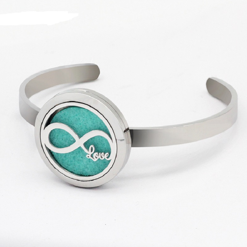 

2 Styles Infinity Love 30mm Magnetic Essential Oil Diffuser Locket 6mm Bracelet 5pcs