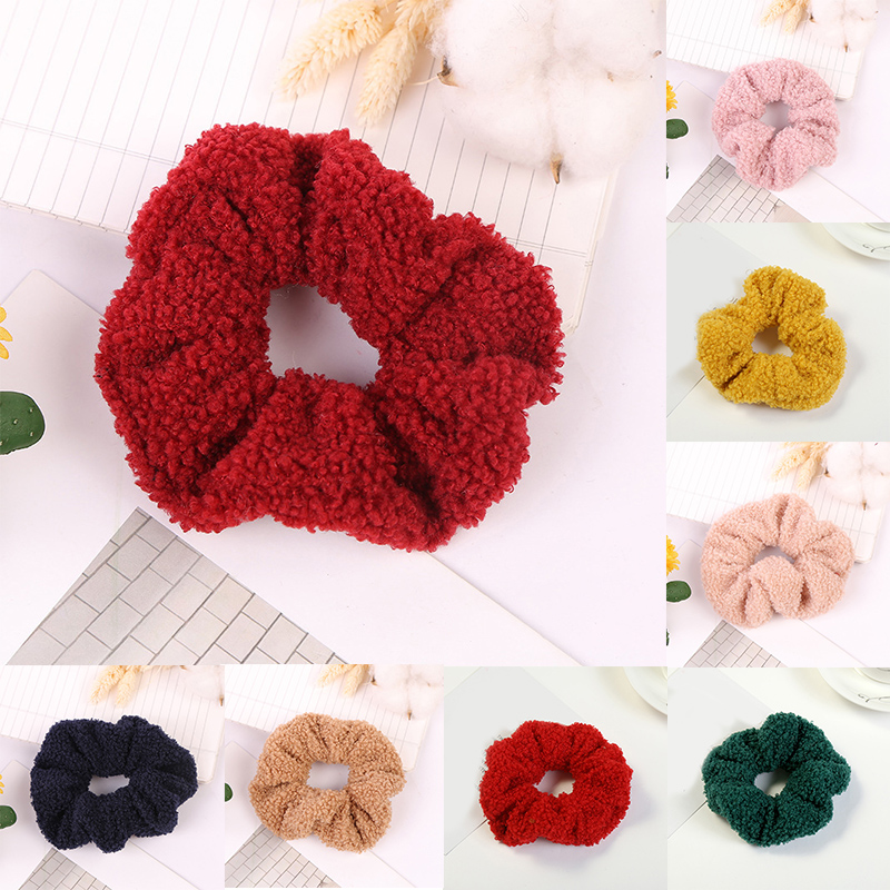 

1PC Winter Soft Teddy Velvet Hair Scrunchies Plush Hair Tie Ponytail Holder Rope Ring Elastic Bands Accessories