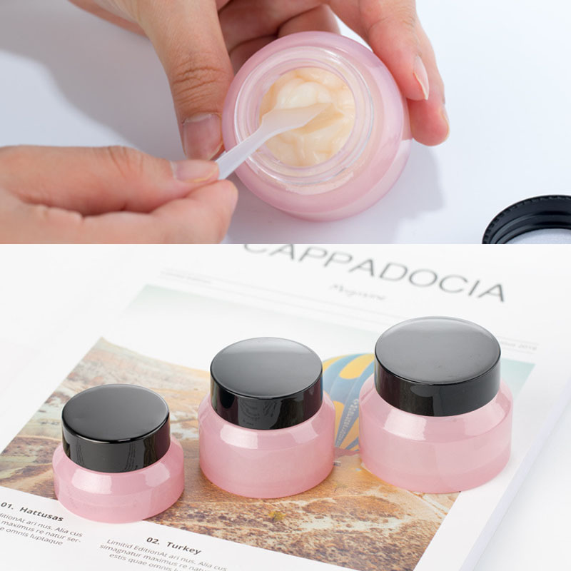 

10PCS 15g/30g/50g Empty Pink Glass Cosmetic Facial Cream Bottles Lip Container Jar Sample Vials Travel Amber Makeup Pots