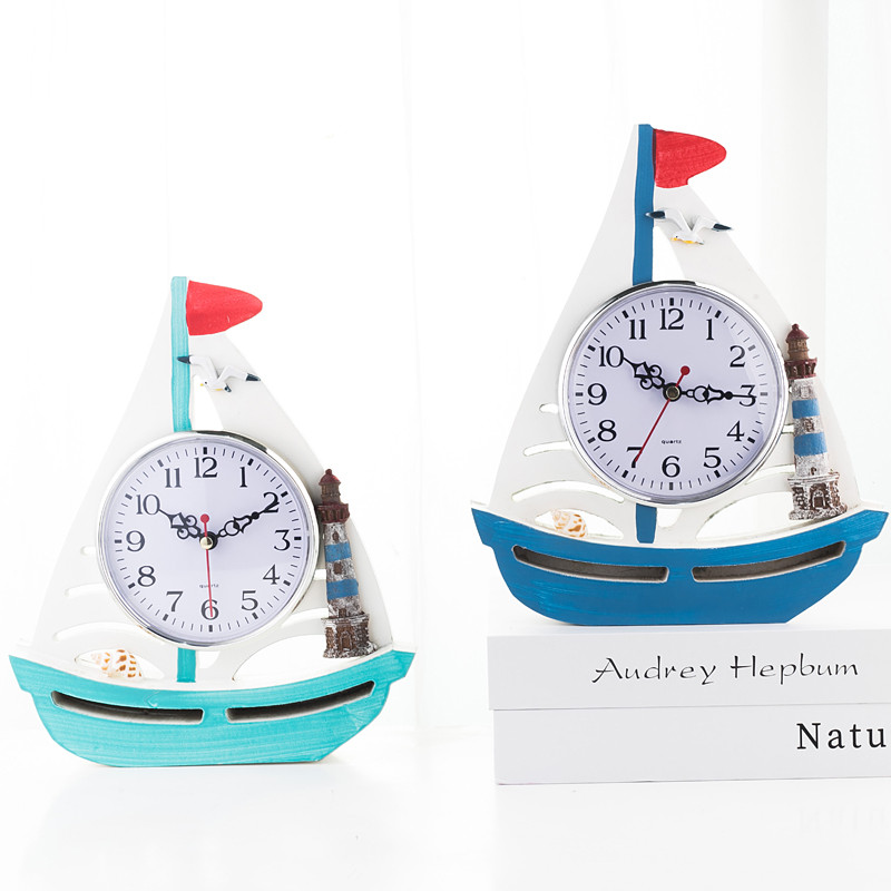 

Sailboat Shape Office Desktop Table Clock Living Room Modern Personality Pendulum Clock Wood Table Watch Home Decor Ornaments