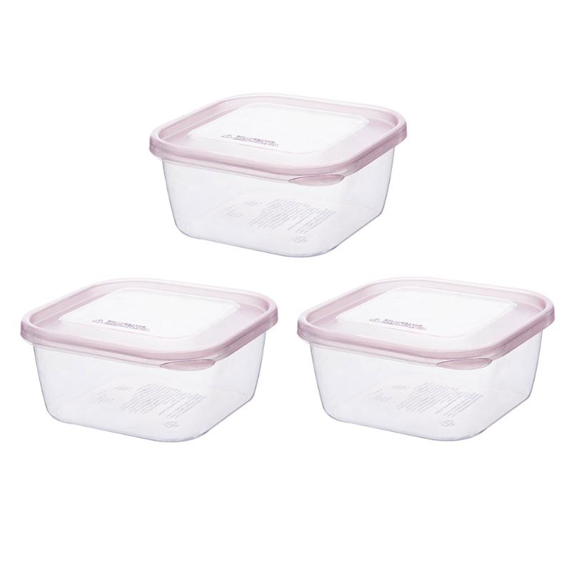 

3pcs/pack Stackable Home Refrigerator Clear Storage Container Square Sealed With Lid Kitchen Crisper Fruit Vegetables