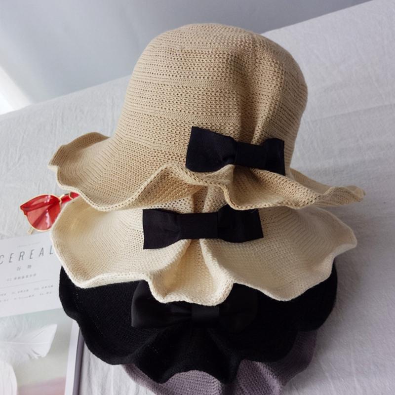 

2020 New Bowknot Cotton Linen Hat Korean Version Foldable Fisherman Cap Summer Sunshade Women Decor