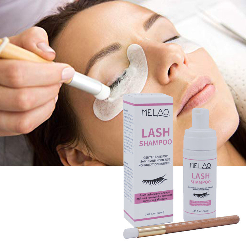 

50ml Eyelash Extensions Brush Shampoo Kit Eyelash Extension Glue Eye Lash Cleaning Foam Pump Design No Stimulation Makeup Clean
