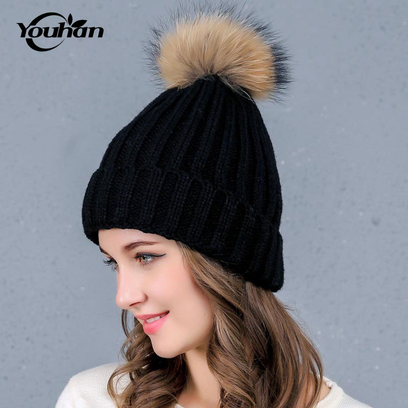 

YOUHAN Beanies Winter Hat Skullies For Women Lovely Warm Hat Thicken Knitted Cap Fashion Winter Hats, White