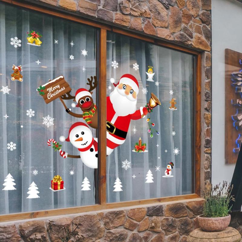 

Merry Christmas Ornaments Window Sticker Christmas Decoration For Home 2020 eve Xmas decor New Year 2021 Noel NAVIDAD