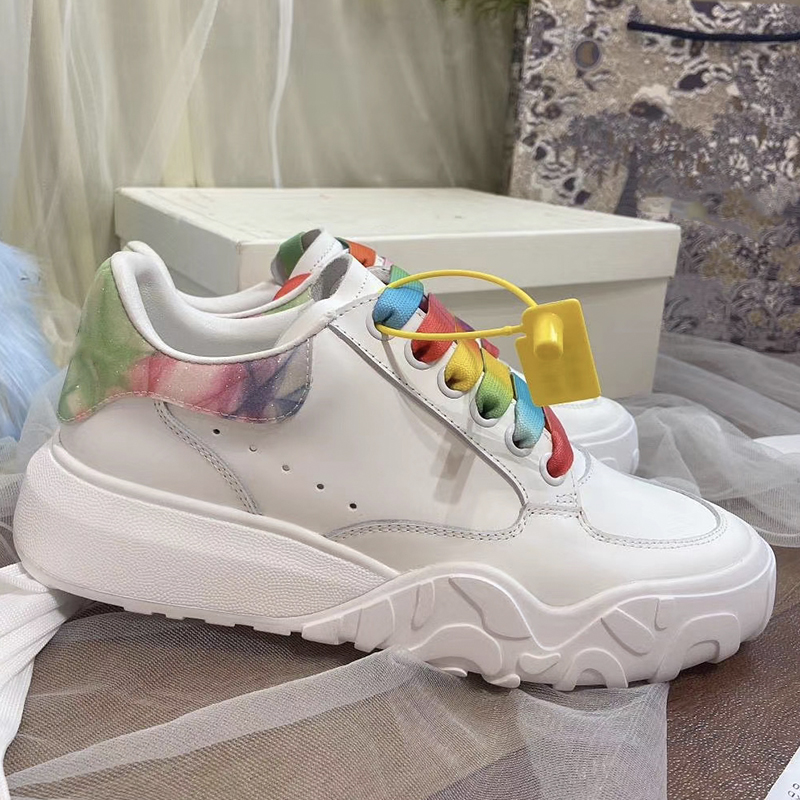

NEW Multicolors Oversized court trainer platform casual shoes multi color white black orange green red blue glow in the dark women sneakers, Color 4
