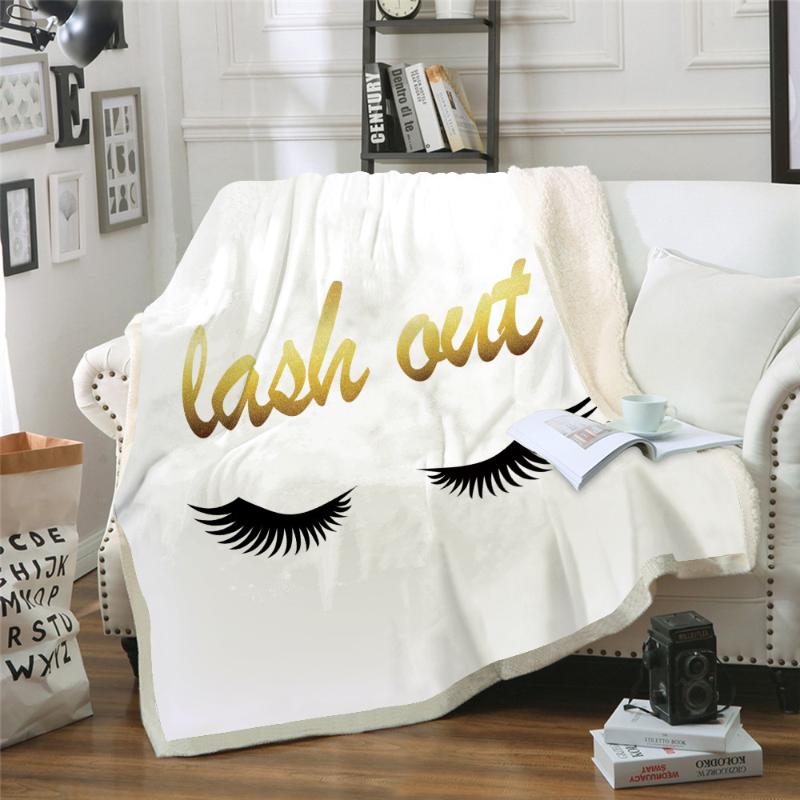 Eye lashes Throw blanket Printed Warm Weighted blankets for beds double layer Thickened Soft comfortable Home TZ-0009-image-585061769