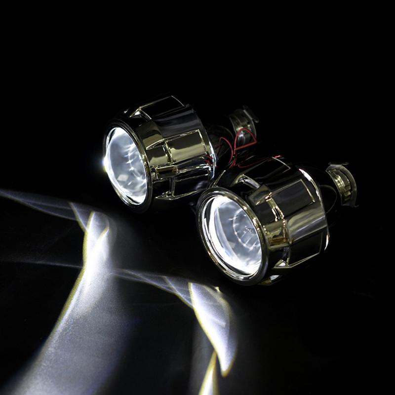 

2.5 Inch HID Clear Projectot Lens Silver Shroud Headlight Fit H1 Xenon LED Bulb Retrofit H4 H7 Motorcycle Car Headlight