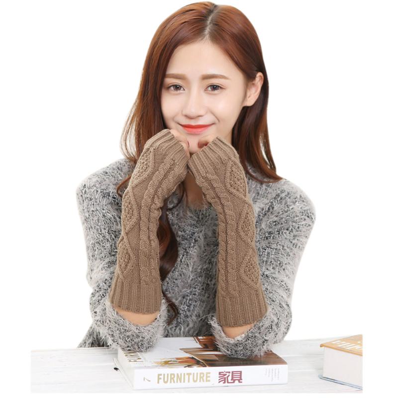 

1 Pair Autumn Winter Women Gloves Solid Color Warm Knitting Wool Mittens Arm Warmer Ladies Girls Long Fingerless Glove SER88