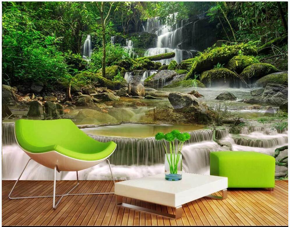 

3d wallpaper custom photo mural on the wall Forest water waterfall natural scenery TV background home decor wallpaper in the living room, Non-woven wallpaper