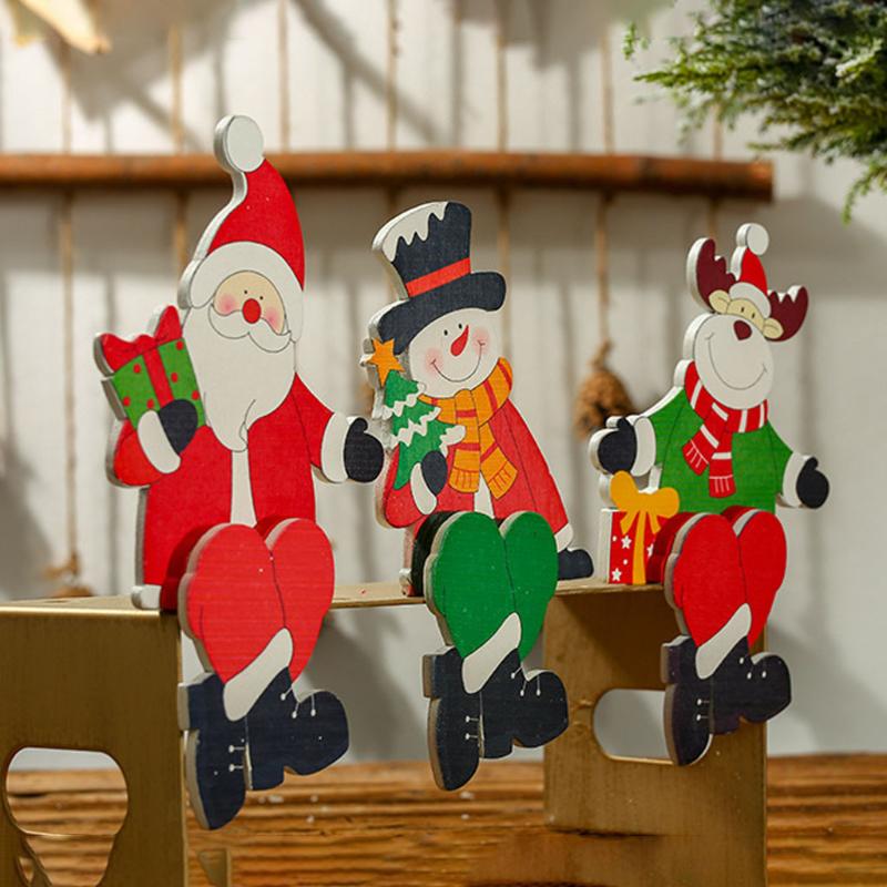 

Christmas Home Desk Decorations Santa Claus Snowman Wooden Dolls Hanging Creative Old People Ornaments