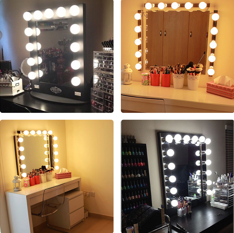 

USB Make Up Mirror Lights Dimmable Vanity Mirror Lamp 10/14 LEDs Kit Bulbs For Hollywood Dressing Table Toliet