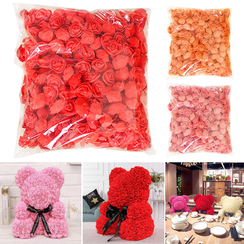 

500pcs/pack Handmade Rose Flower Simulation Foam PE Decorative Flower Head Garland Accessories @LS