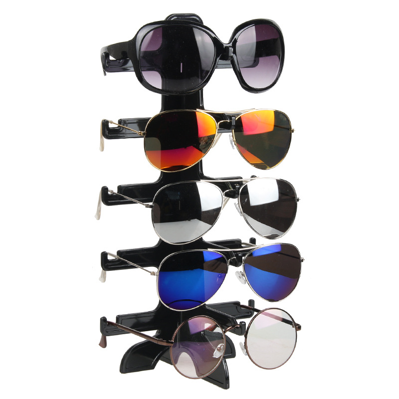 

Jewelry Organizer Stand 5 Pair Plastic Sunglasses Eyeglass Glasses Rack Display Stand Organizer Show Holder Rack, Black