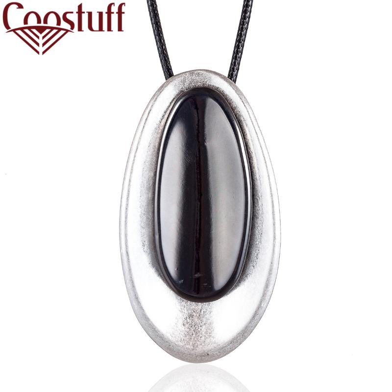 

Trendy Jewelry Long Necklace for Women Statement Pendant Vintage Silver Color Suspension Initial Necklaces Suspension Gothic