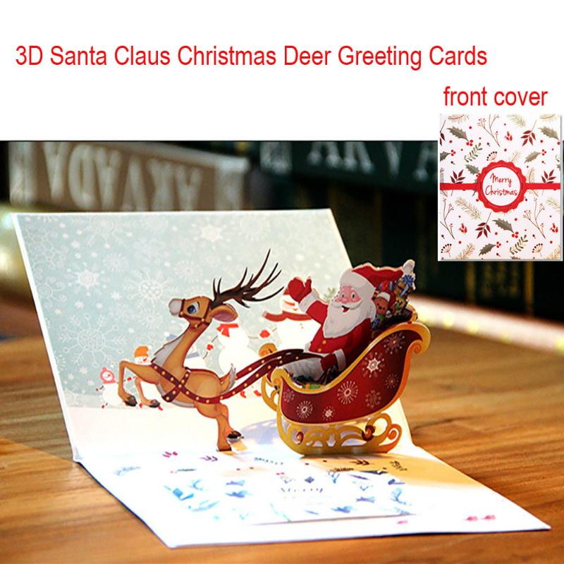 

Christmas Invitation Card 3D Pops Up Card Santa Claus Christmas Deer Holiday Merry Greeting Cards wenskaarten