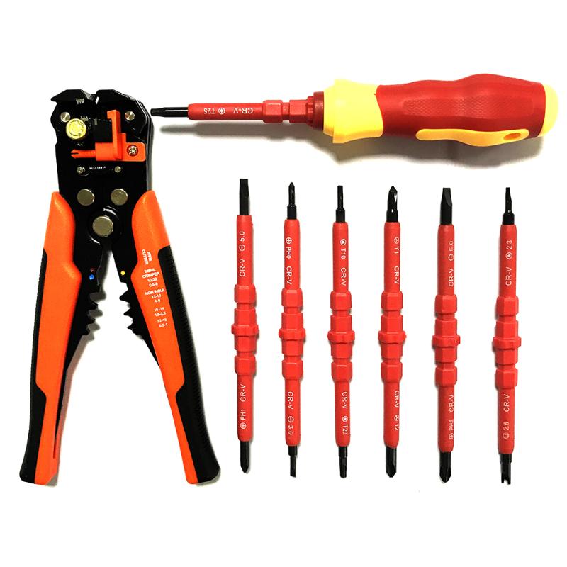 

Hand Tool Set Advanced Insulation Electrician Pen Kit Screwdriver Set Automatic Wire Stripper Tubular Crimping Tools Pliers