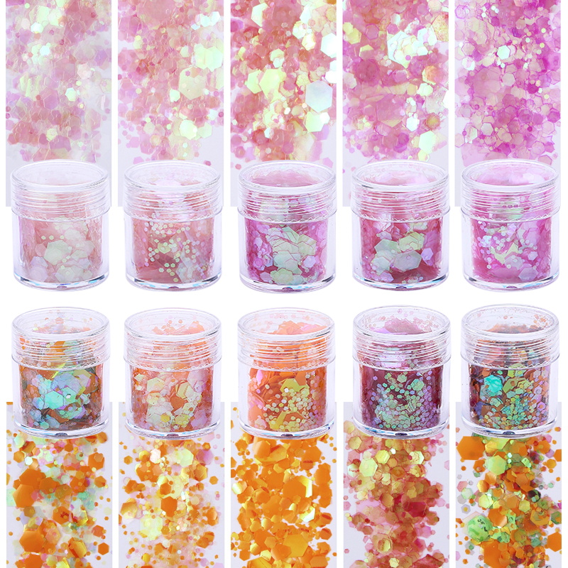 

5 Box/set Nail Glitter Powder Shiny Hexagon Shape Powder Nail Glitter Dust Tips DIY Art Decorations