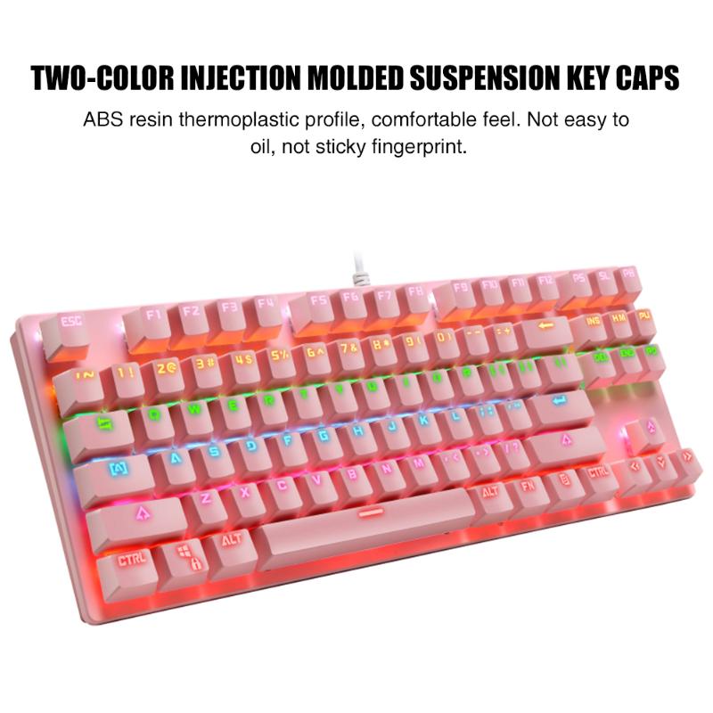 

Colorful Backlit 87 Keys For PC Anti Ghosting Computer Accessory Mechanical Keyboard Fashion Plug And Play Typing Ergonomic
