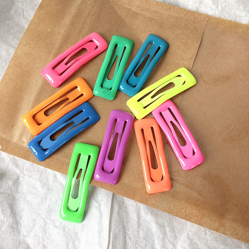 

10 Pcs Cute Girl Baby Hair Clip Fluorescent Color Luminous Five Stars Square Colorful BB Hair Pins for Children Accessories