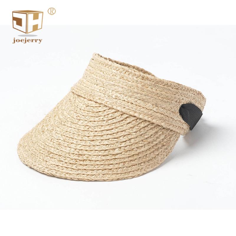 

Beach Hat Women's Summer Roll up Sun visors Hats Adjustable Raffia Straw Hat Ladies, Beige