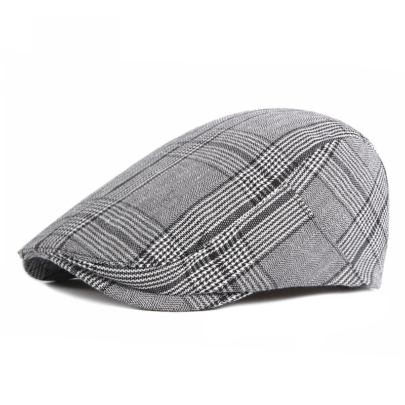 

Berets Cotton Blend Men's Plaid Cap For Men French Flat Casual Women's Sboy Caps Unisex Lvy Peaked Hat Visors, Black